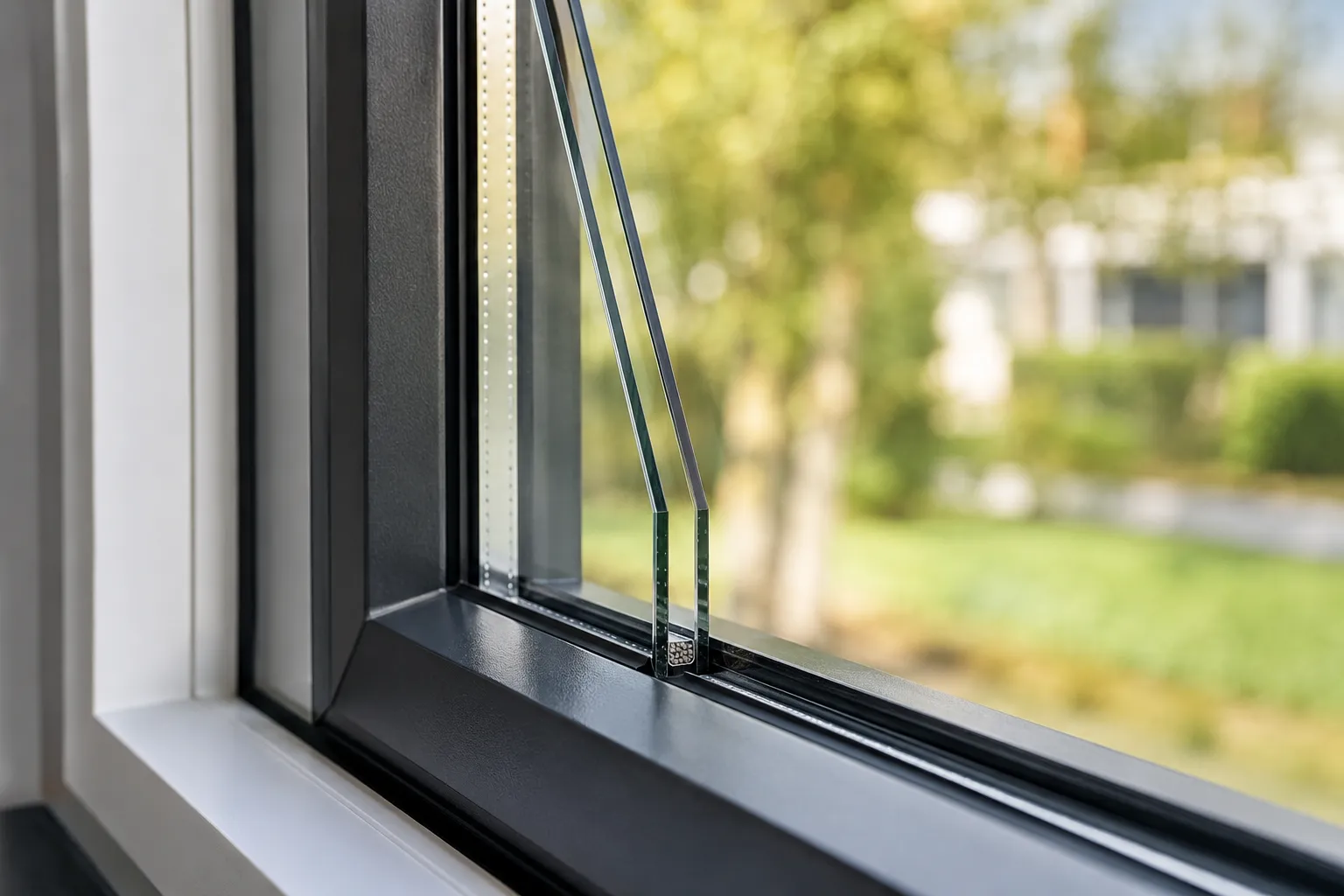 HR++ glas met isolerende coating en edelgasvulling in een modern kozijn